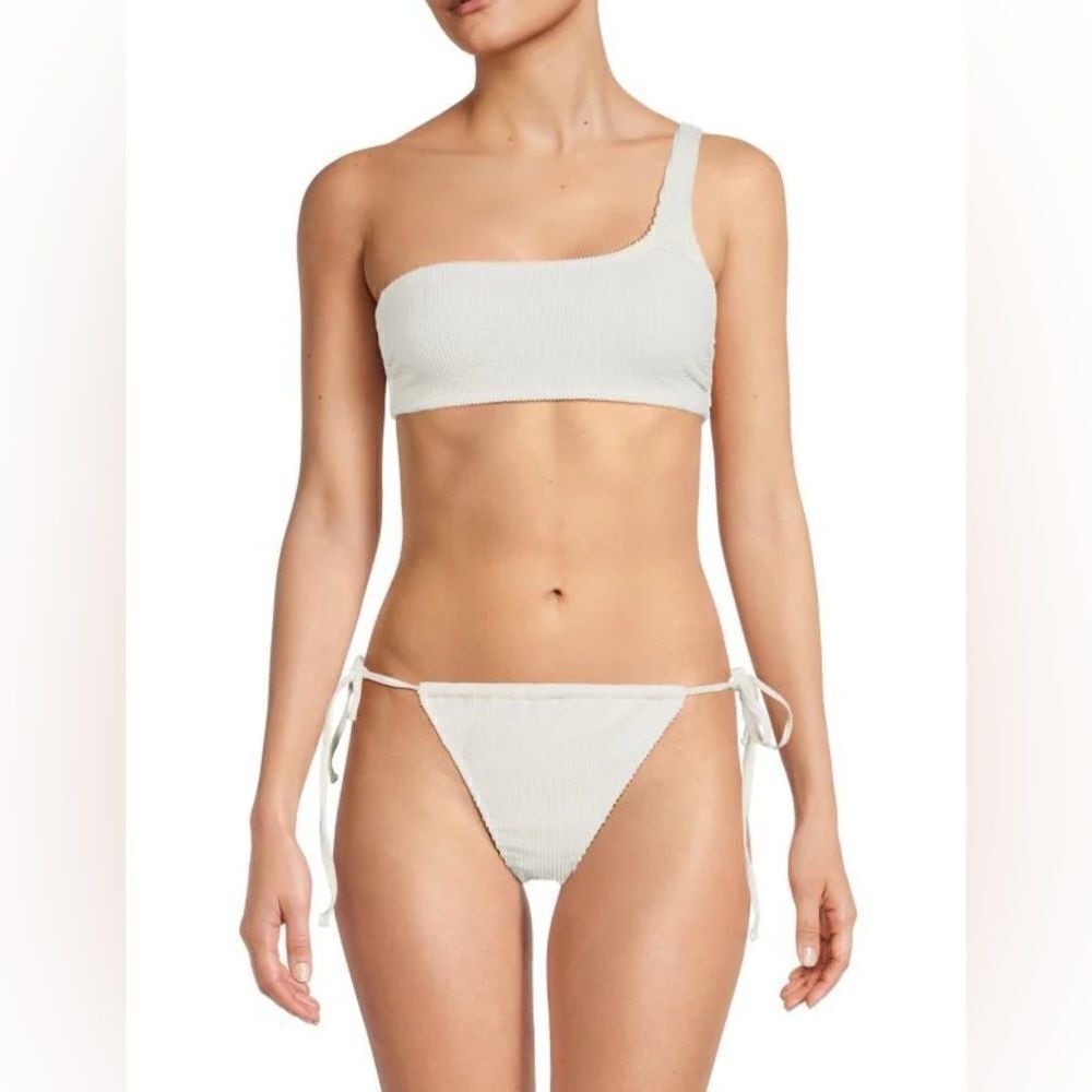 New Good American Always Fits One Shoulder Ivory Bikini Top Size 3/4 L/Xl